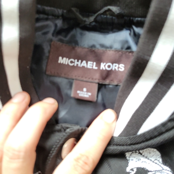 Michael Kors Black Embroidered Floral Bomber Varisty Jacket Size Small - Picture 5 of 10